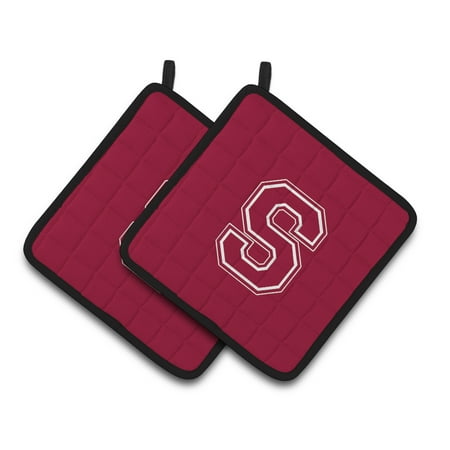 

Carolines Treasures CJ1032-SPTHD Letter S Initial Monogram - Maroon and White Pair of Pot Holders 7.5HX7.5W multicolor