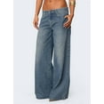 thumbnail image 4 of Women'S Wide Leg Boyfriend Denim Pants - Low Rise Baggy Casual Loose Jeans - Y2K E-Girl Style Dark Blue M, 4 of 7