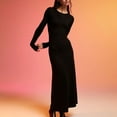 thumbnail image 5 of MIUOWANP Sweater Dress with Pockets Women's Long Sleeved Round-neck Fashion Solid Color And Ankle Dress, 5 of 5