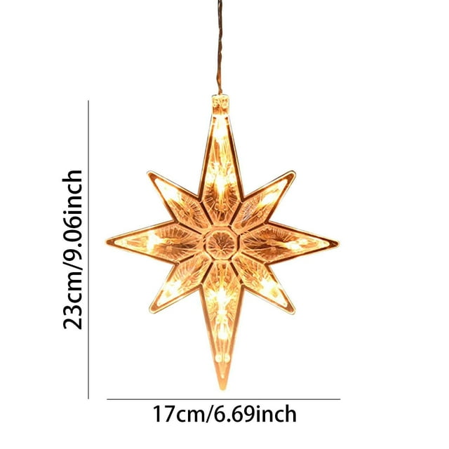 Ltdhehe Christmas Decoration Christmas Star Window Lights With Warm White LED Light Window Star Hanging Lights Christmas Decoration LED Star Lights For Indoor Outdoor Party Wedding