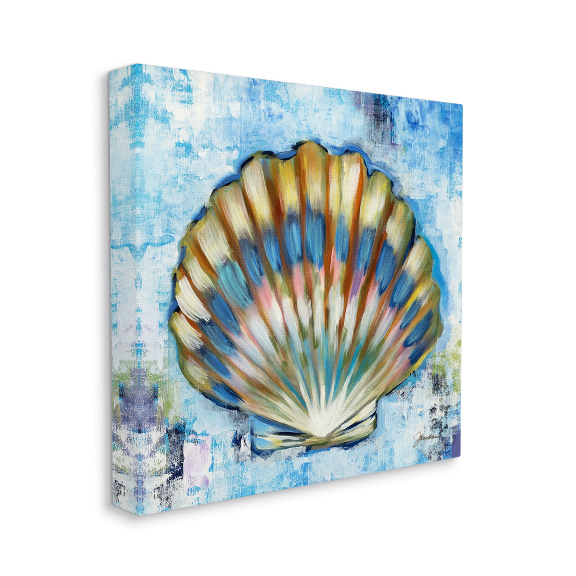 Stupell Industries Blue Clam Seashell Animals & Insects Painting Gallery Wrapped Canvas Print Wall Art, 30 x 30