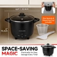 thumbnail image 4 of Mini Rice Cooker with Nonstick Pot, Electric Hot Pot and Noodle Cooker, Black, 8.8 in, 4 of 8