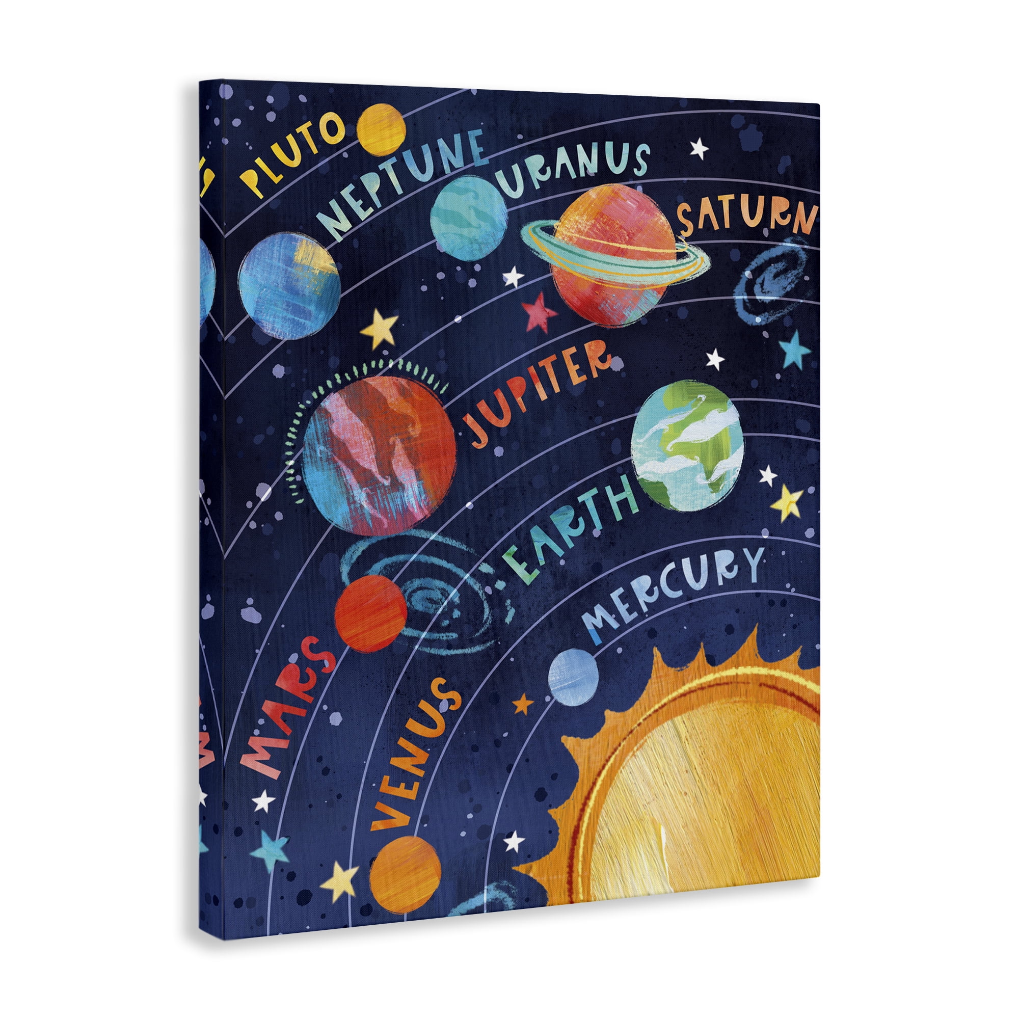 Stupell Industries Educational Solar System Novelty Painting Gallery Wrapped Canvas Art Print Wall Art, 36 x 48