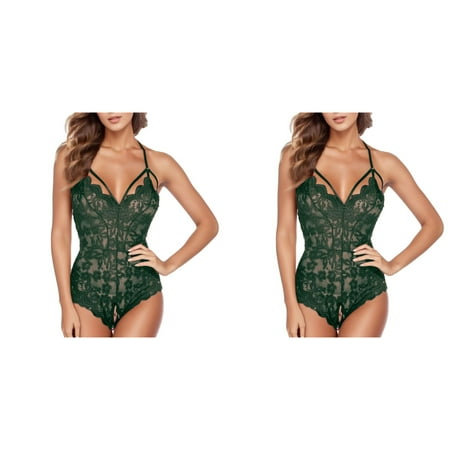 Wijhcboe 2 Pack Lace Christmas Corsets for Women Lingerie Blackless Crotch Open Bodysuit Lingerie for Women Wench Out Jumpsuit Women Lingerie Sparkly Lingerie Hollow Pajamas Sexy Bodysuit Li