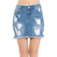 thumbnail image 2 of Womens Juniors Distressed Vintage A-Line Denim Skirt, 2 of 5