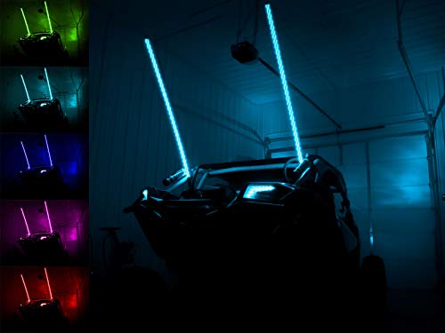 SuperATV 5' RGB LED Whip Lights & Formed Cage Vertical Mounts for Polaris Ranger/Can|Am Defender | Set of 2|WL-5-001-005-V - image 2 of 6