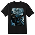thumbnail image 2 of Plus Size Shirt for Women Oversized Black Tops for Women Short Sleeves Shirt for Women Blue Roses T Shirt Crewneck Shirt for Women M, 2 of 5