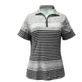 thumbnail image 4 of KIHOUT Women's Striped Color Block Quarter-Zip Polo Shirt, Short Sleeve Stand Collar Casual and Golf Top with Relaxed Fit, 4 of 8