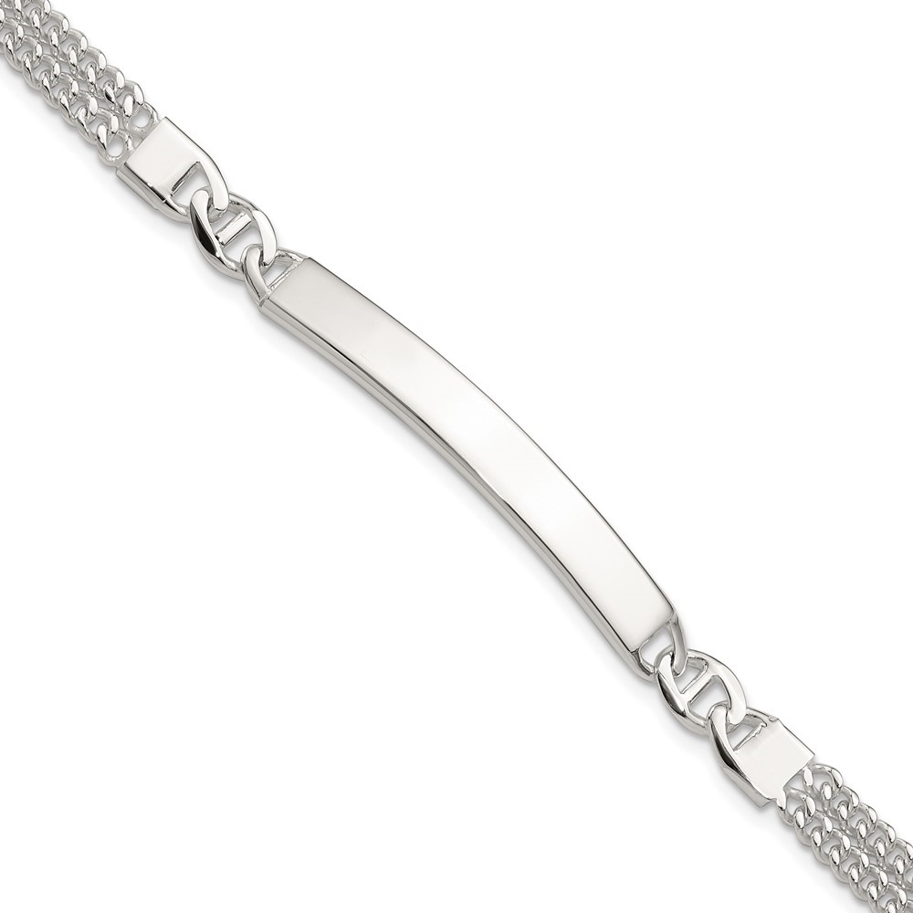 Diamond2Deal 925 Sterling Silver Double Strand Curb Chain Link ID Bracelet for Men 8"