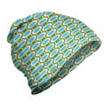 thumbnail image 1 of Geometric Unisex Beanie, Retro Circle and Dots, Hiking Outdoors, Yellow Green Blue Black, by Ambesonne, 1 of 1