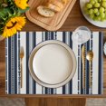 thumbnail image 4 of Navy Blue Geometric Placemats Set of 8, Modern Stripes Art Farmhouse Placemats for Dining Table, Place Mats for Kitchen Tabletop, Waterproof Wipeable Dining Table Mats Set, 4 of 9