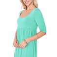 thumbnail image 4 of Women's Scoop Neck 3/4 Sleeve Relaxed Fit Babydoll Mini Dress, 4 of 4
