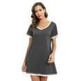 thumbnail image 4 of Women's Short Sleeve V Neck Sleepshirts With Pocket Ladies Home Pajamas Soft Comfy Nightdress,Lightweight Fabric,S-3XL,Gray, 4 of 6