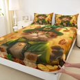 thumbnail image 3 of Feelyou Luck Cat Kids Full Size Sheets, Shamrock Leaf Plant Bed Sheets, 4 Pieces, 3 of 7