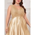 thumbnail image 3 of AURA Plus Size Deep V Neck Mermaid Evening Dress Sexy Backless Long Formal Gown, 3 of 9