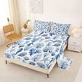 thumbnail image 2 of spefrowx Watercolor Seahorse Queen Sheets for Kids, Blue Coral Spiral Shell Queen Sheet Sets, 4-Piece, 1 Flat Sheet, 1 Fitted Sheet and 2 Pillowcases, 2 of 5
