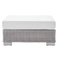 thumbnail image 4 of Modway Conway Modern Rattan & Fabric Outdoor Ottoman in Light Gray/White, 4 of 9