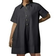 thumbnail image 3 of ZyeKqe Women Summer Dress Button down Tunic Dress Short Sleeve Casual Dress Beach Cover up Dress, 3 of 10