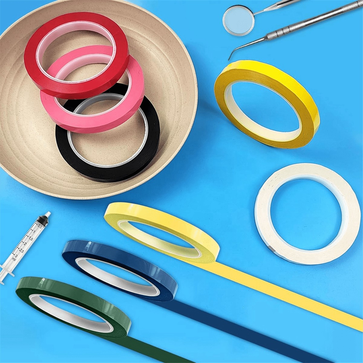 16 Rolls of Tape for Instruments Identification, 216 Ft/L x 0.4 In/W Colors Autoclave Tape - Autoclavable 270°F(8 Color)