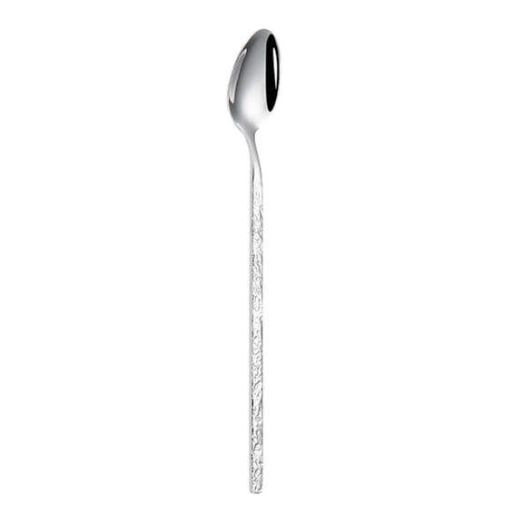 6 Pcs Hammered Ice Tea Spoons - 8 Inch Stainless Steel, Long Handle, for Coffee/Cocktails, Dishwasher Safe