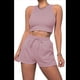 thumbnail image 2 of Conjuntos de Verano para Mujer, Conjunto Informal de 2 Piezas con Top Corto y Pantalones Cortos de Punto Gofre, Ropa de Dormir Rosa Talla S, 2 of 9
