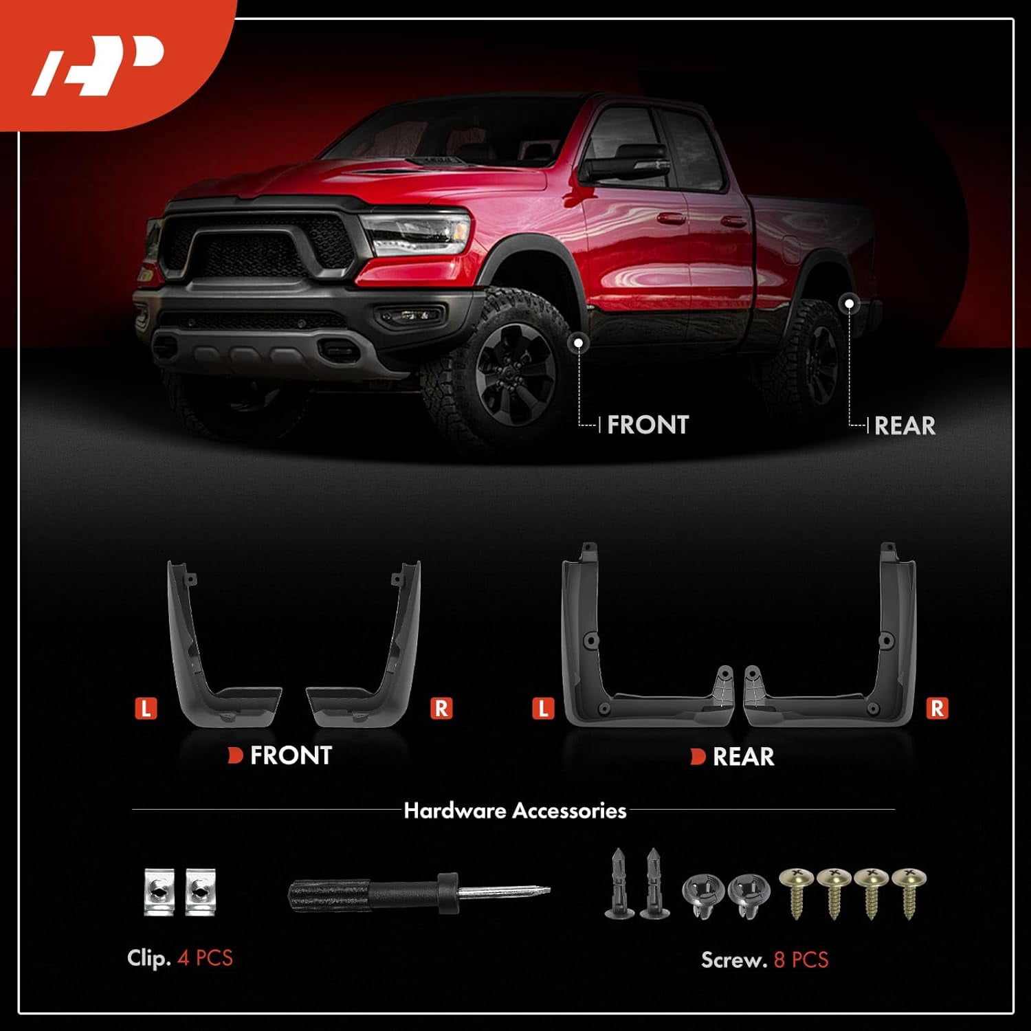A-Premium 4PCS Mud Flaps Compatible with Honda HR-V 2023-2025 (Only fits EX-L, LX, Sport), No Drilling Required Front and Rear Splash Guards Mudguards Mudflaps with Hardware Kit Accessories