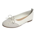thumbnail image 6 of Women's Flat Ballet Shoes Block Color Bow Suede Round Toe Slip on Casual Fashion Lightweight Business Work Dress Shoes White Size 7.5, 6 of 6