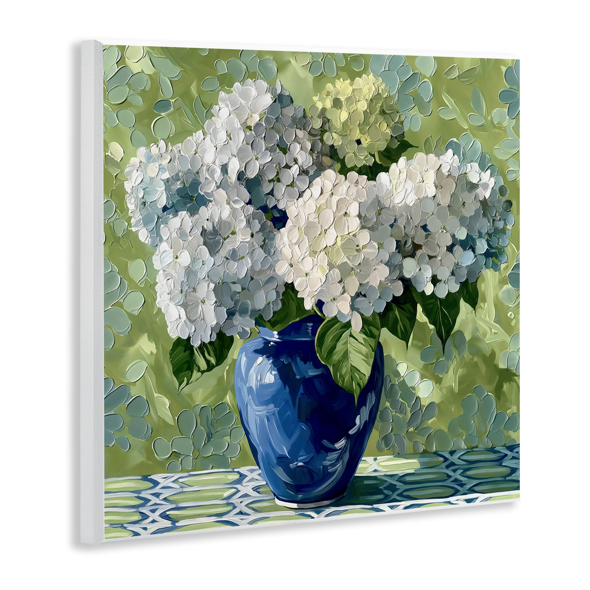 Stupell Industries White Hydrangeas in Blue Vase Wall Plaque Art, design by Gina Kelly
