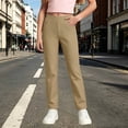 thumbnail image 2 of School Uniform Pants for Girls Slim Fit Pocket Stretchy Elastic Waistband Solid Print Uniform Back To School Girls Pants Size 5-6 Years, 2 of 6