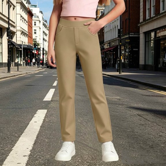 RTKFRFLM Uniform Pants for Girls School Trousers for Kids for School and Everyday Wear Uniform Pants for Girls Comfort Fit Back to School Clothes