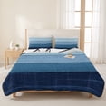 thumbnail image 3 of Twin Quilt Set 68''x86'', Blue Ombre Lightweight Summer Bedspread Coverlet Set with 2 Pillow Shams, Farmhouse Vintage Wooden Striped Breathable All Season Quilt Bedding for Dorm/Bedroom, 3 of 9