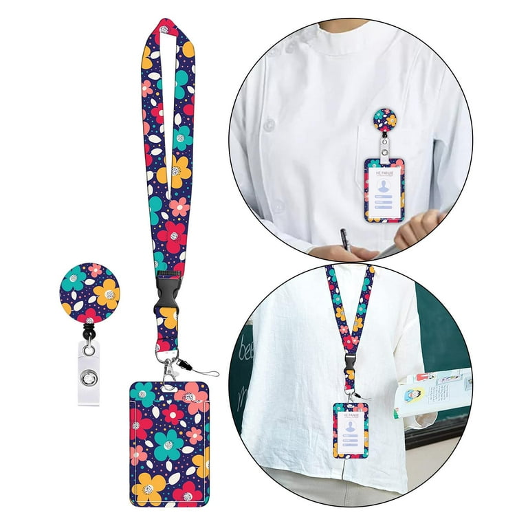 Cute ID Card Holder Lanyard with Clip Badge Holder for School Teacher Office  styleC 