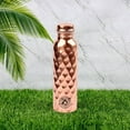 thumbnail image 2 of Set of 4 Diamond Pure Copper Water Bottle 950 ml, Cleaning Brush, Cotton Carry Bag Pitambari For Ayurveda Health Benefits, 2 of 4