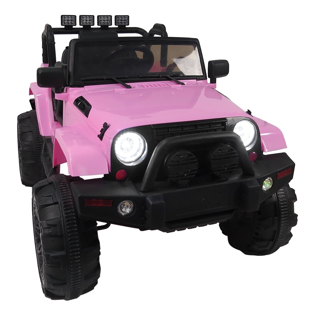 ENYOPRO 12V Ride On Cars, Kid Car to Ride in Remote Ride On Toy Cars with Spring Suspension, 3 Speeds, Radio, Port, Electric for Girls Boys Birthday Gift, Pink,