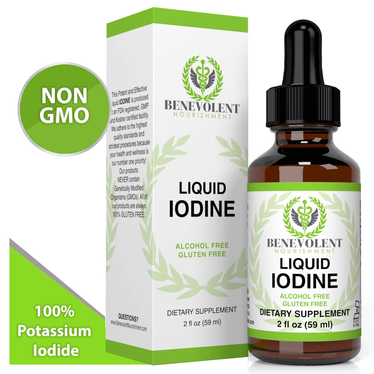 Liquid Iodine Potassium Drops 1300 Servings Large 2oz Bottle Great Taste..