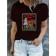 thumbnail image 1 of [Comfy Halloween Cartoon T-Shirt] Halloween Horror Cartoon & Letter Print Comfy T-Shirt, Round Neck Short Sleeve Sports Tee, Women's activewear, 1 of 6