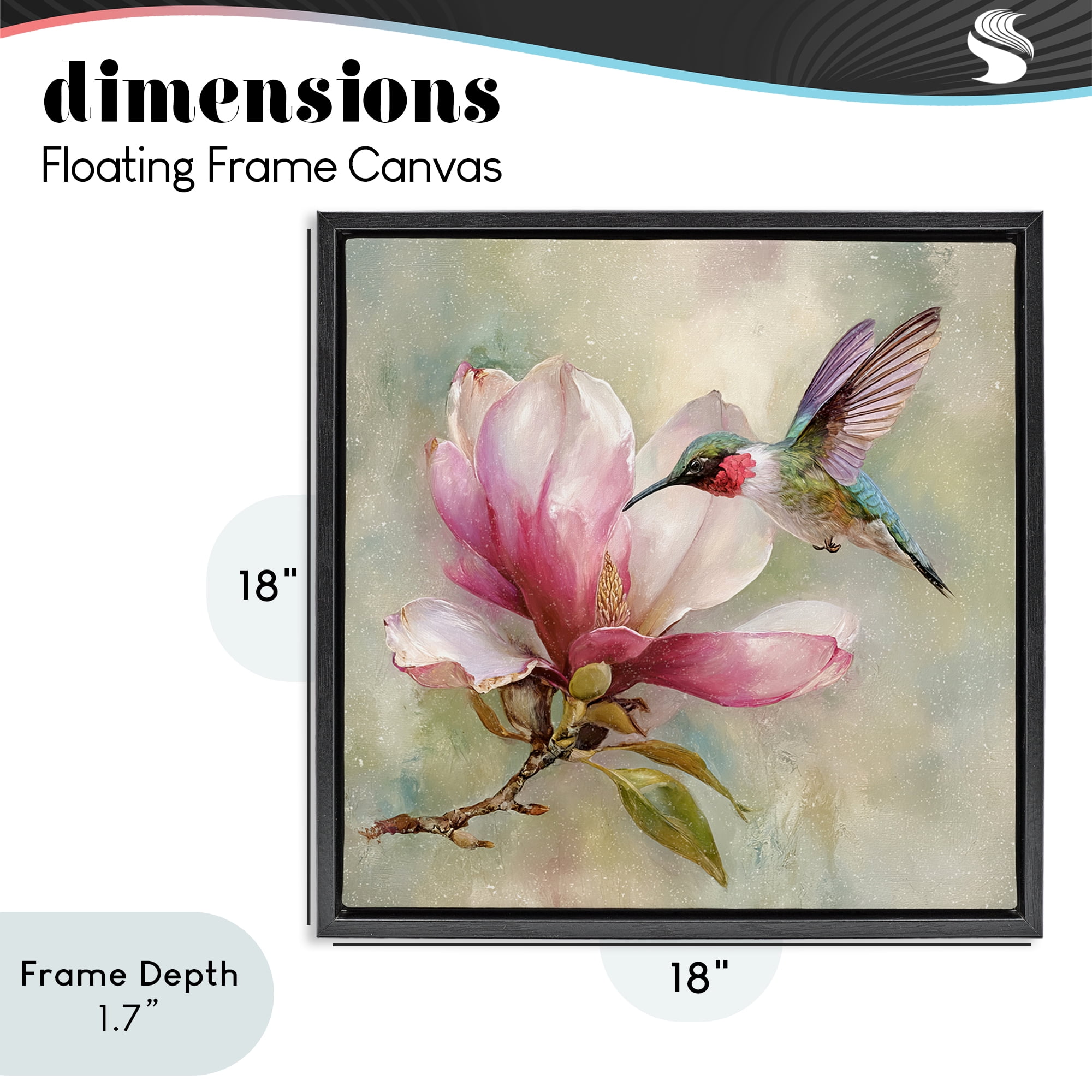 Stupell Industries Magnolia Ruby Hummingbird Black Framed Floater Canvas Wall Art, design by Tina LeCour