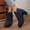 Blue, variant on Women's Chunky Ankle Boots Faux Suede Combat Lace-Up Ankle-High Winter
