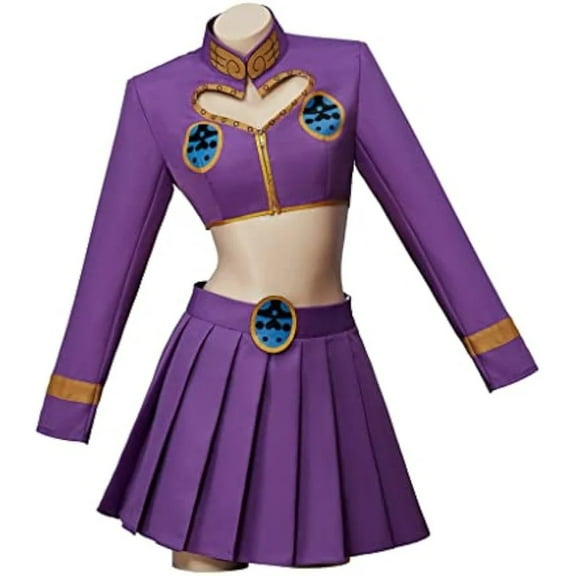 Women's Giorno Giovanna Stylish Purple Crop Top & Skirt Set – Fashion-Forward Two-Piece Outfit