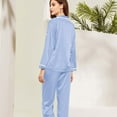 thumbnail image 2 of Women's Pajama Sets – Soft Satin Pajama Sets, Elegant Lounge Wear for Relaxation Women's Satin Solid Long Sleeve Pajama Set Comfort Loungewear, 2 of 4