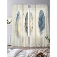 thumbnail image 3 of Blue Beige Feathers Sheer Curtains 84 Inch Length 2 Panels Set, Vintage Native Ombre Wood Grain Voile Window Treatment Rod Pocket Curtains Sheers Drapes for Bedroom/Living Room/Kitchen 52"x84"x2, 3 of 7