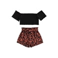 thumbnail image 1 of Toddler Girl’s Solid Color Short Sleeve T-shirt and Leopard Short Pants Set, 1 of 7