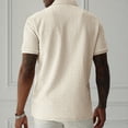 thumbnail image 5 of BRANROY Men's Short Sleeve Jacquard Polo Shirt - Textured Business Casual Collared Top for Men, Lightweight Breathable Summer Shirts, Father's Day Gift for Husband,Khaki,2XL, 5 of 5