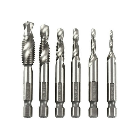 

OCUhome Drill Bits Tap 6Pcs M3-M10 Drill Bits Tap Anti-rust Hex Shank High Speed Steel Sharp Sturdy Composite Tap for Tapping