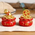 thumbnail image 3 of Lohuatrd Fortune Money Bag Ornament Resin Red Lucky Bag Statue Festive Table Decor for New Year Spring Festival, 3 of 7