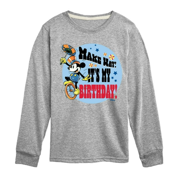 Disney - Mickey - Make Way It's My Birthday - Youth Long Sleeve Graphic T-Shirt