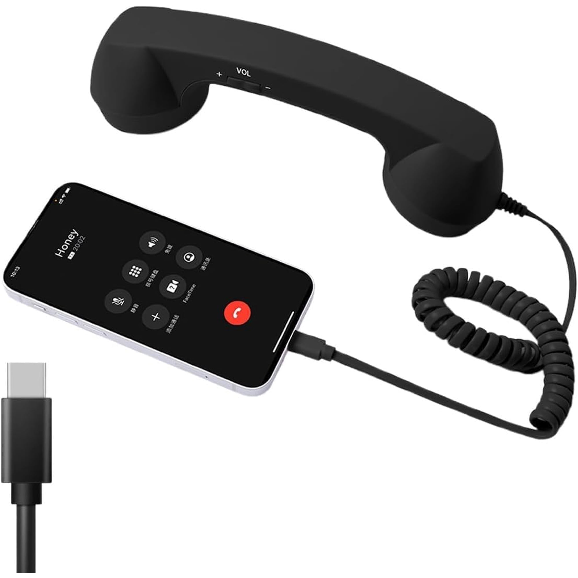 Retro Phone Handset,2026 New Wired Plug-in Vintage Phone with Microphone, 90s Style Photo Prop, Type-C Interface, Suitable for Calls and Meetings