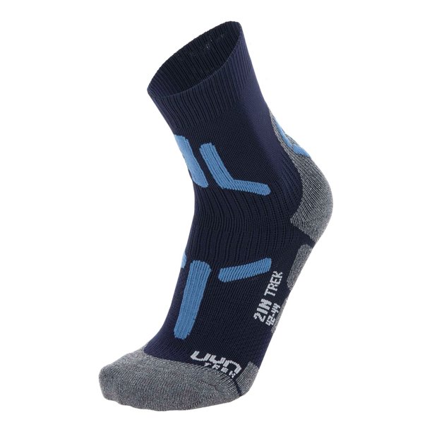 UYN Calcetines de trekking para hombre - 2IN Socks, Calcetines, Poliamida, Logotipo Gris/Azul 35-38