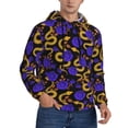 thumbnail image 2 of Naloa Golden Snake And Purple Rose Men's Casual Hooded Collar Drawstring Hoodies Pullover Sweatshirts Casual Long Sleeve Shirts-4X-Large, 2 of 7