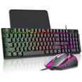 thumbnail image 1 of Combo de Teclado y Mouse para Juegos con Cable, Juego de Mouse con Teclado para Juegos con Sensación Mecánica Retroiluminada RGB con 104 Teclas, Cable USB, Luces RGB para Windows, PC, Jugadores, Computadora de Escritorio y Laptop, 1 of 9